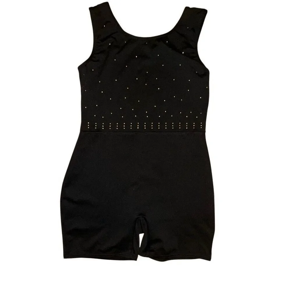 Cat& Jack  one piece leotard sz 14 rhinestone black shirts built in